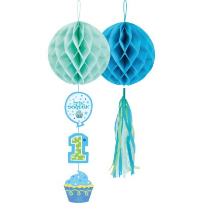 1st Birthday Paper Honeycomb Balls Set - 3