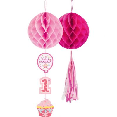 1st Birthday Paper Honeycomb Balls Set - 4