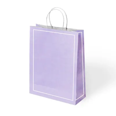 Lila Makaron Büküm Saplı Kraft Çanta 25x31cm - 1