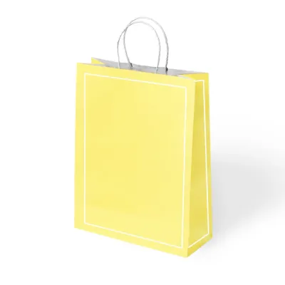 Sarı Makaron Büküm Saplı Kraft Çanta 25x31cm - 1