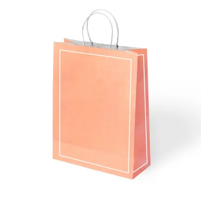 Turuncu Makaron Büküm Saplı Kraft Çanta 25x31cm - 1