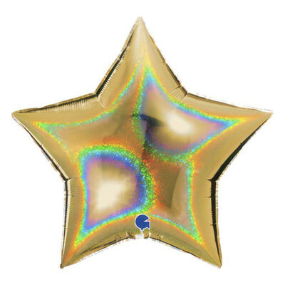 Star Glitter Holographic Gold Grabo Folyo Balon 36