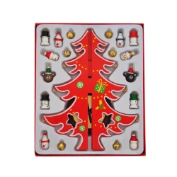 3D Red Wooden Christmas Tree 24 cm - 2