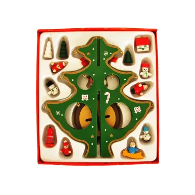 3D Wooden Christmas Tree - Green - 3