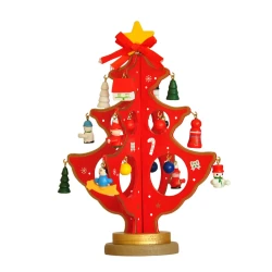 3D Wooden Christmas Tree - Red - 2