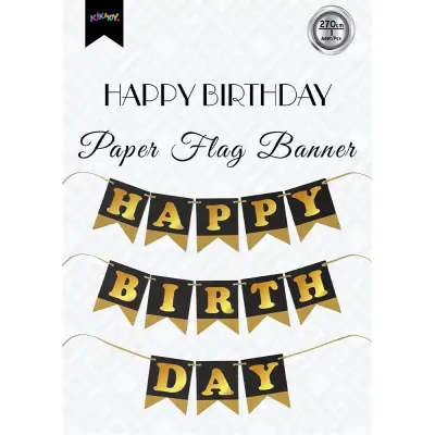 Black Happy Birthday Banner with Gold Letters - 1