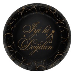 Black İyi Ki Doğdun Elegant Paper Plates - Kikajoy