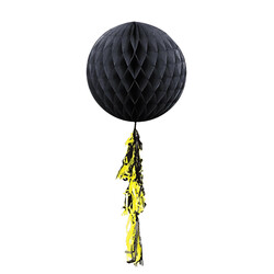 Black Paper Honeycomb Balls with Tassel - 