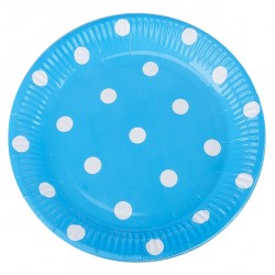 Blue Polka Dot Paper Plates - Kikajoy