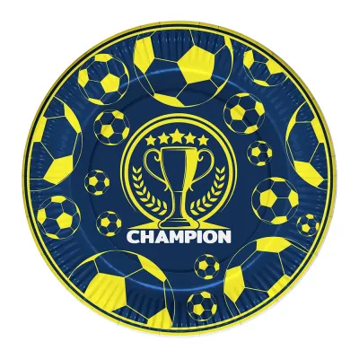 Champion Yellow Navy Blue Paper Plates - 1