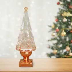 Christmas Lighted Water Lantern - Rose Gold Christmas Tree - 1