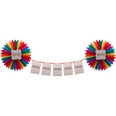 Colorful Doğum Günün Kutlu Olsun Paper Fan Decoration Set - 1