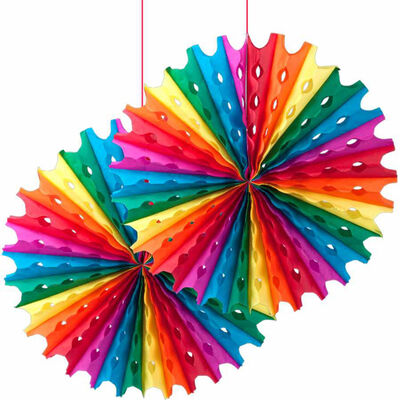 Colorful Paper Fans - 2 pcs - 1