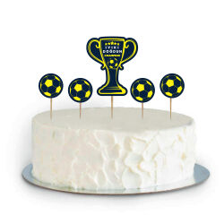 Cupcake Toppers Toothpicks - Yellow Navy Blue - 1