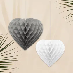 Decoration Heart - Silver & White - 1