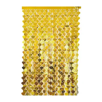 Foil Fringe Curtain - Gold Heart - 2