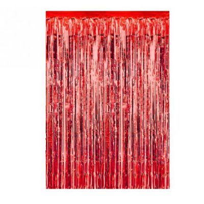 Foil Fringe Curtain - Metallic Red - 2