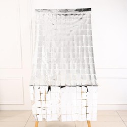 Foil Fringe Curtain - Silver Square - 2