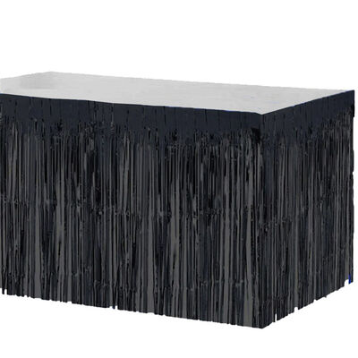 Foil Fringe Table Skirt - Black - 1