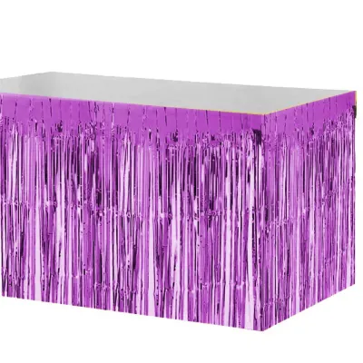 Foil Fringe Table Skirt - Fuchsia - 1