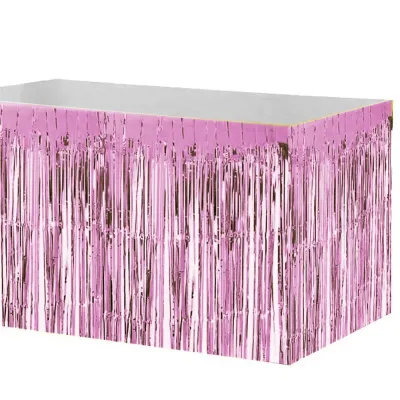 Foil Fringe Table Skirt - Pink - 1