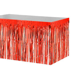 Foil Fringe Table Skirt - Red - 