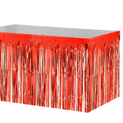 Foil Fringe Table Skirt - Red - 1