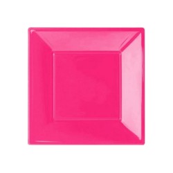 Fuchsia Square Paper Plates - Kikajoy