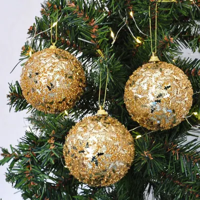 Glitter Ball Ornament - Gold - 1