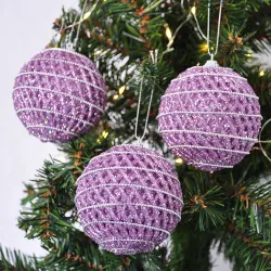 Glitter Ball Ornament - Purple - 1