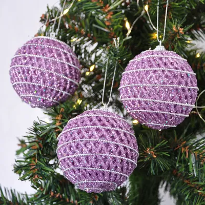 Glitter Ball Ornament - Purple - 1