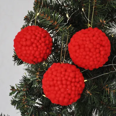 Glitter Ball Ornaments - Red - 1