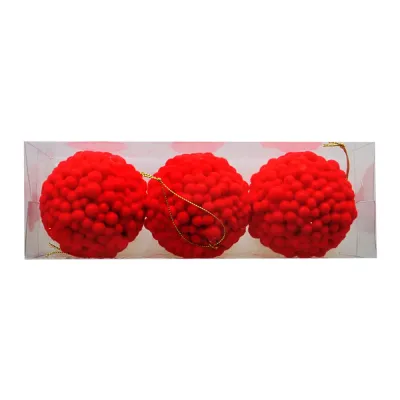 Glitter Ball Ornaments - Red - 2