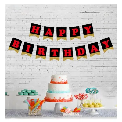 Gold Glitter Happy Birthday Letter Banner - 1