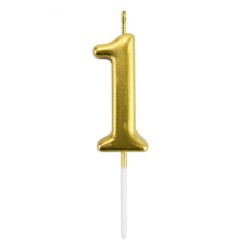 Gold Stick Numeral Candles 7cm No: 1 - 2