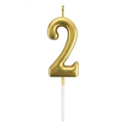 Gold Stick Numeral Candles 7cm No: 2 - 2