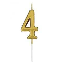 Gold Stick Numeral Candles 7cm No: 4 - 2