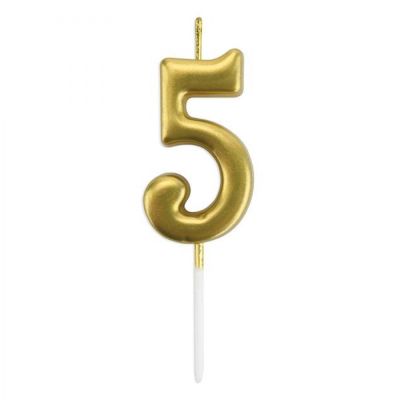 Gold Stick Numeral Candles 7cm No: 5 - 2