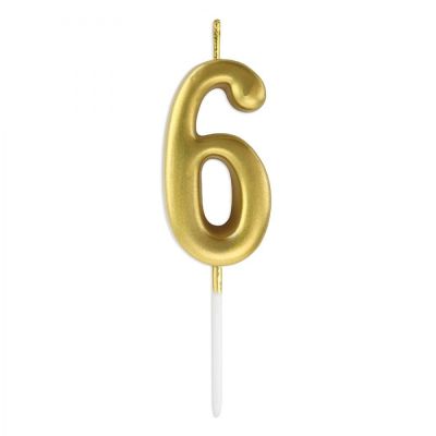 Gold Stick Numeral Candles 7cm No: 6 - 2