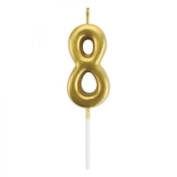 Gold Stick Numeral Candles 7cm No: 8 - 2