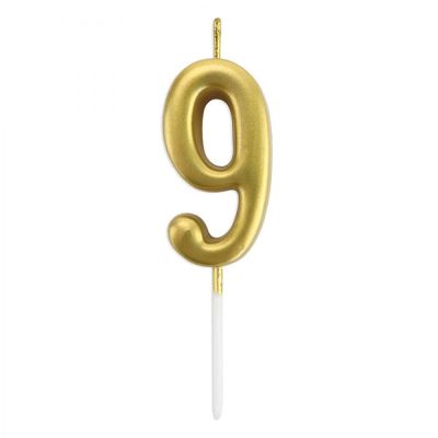 Gold Stick Numeral Candles 7cm No: 9 - 2