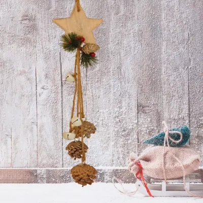 Hanging Pinecones and Rustic Bell - 1