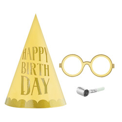 Happy Birthday Party Hat, Glasses and Blowout Set - Kikajoy