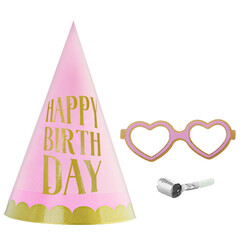 Happy Birthday Party Hat, Glasses and Blowout Set - 2