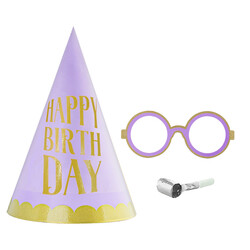 Happy Birthday Party Hat, Glasses and Blowout Set - 4