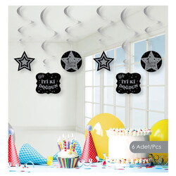 İyi Ki Doğdun Paper Swirl Decorations - Silver - 