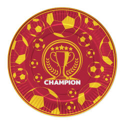 Champion Sarı Kırmızı Karton Tabak - Kikajoy