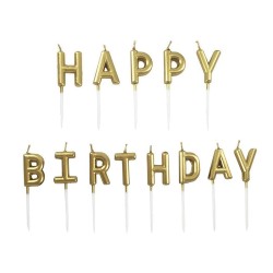 Metallic Gold Happy Birthday Toothpick Candles - 2