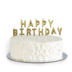 Metallic Gold Happy Birthday Toothpick Candles - 