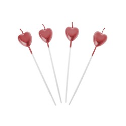 Metallic Red Heart Shaped Candles - 2